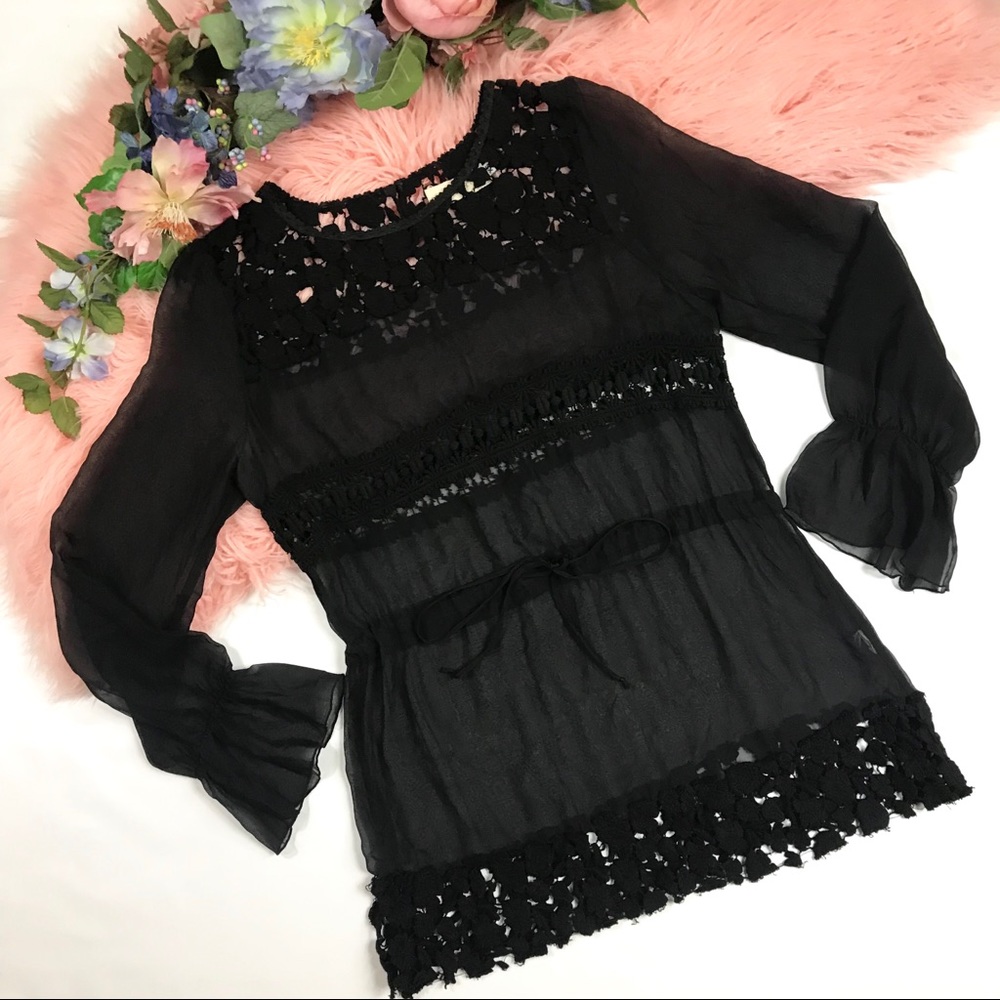 4LoveAndLiberty by Johnny Was Black Sheer Top